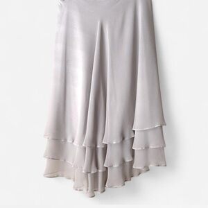 ST. JOHN Evening by Marie Gray Silver Chiffon Overlay Ballet Coquette Skirt